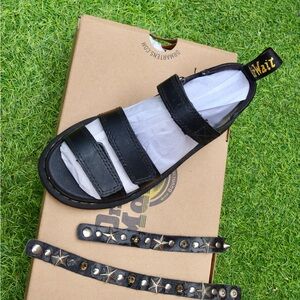 Dr. Martens Black Triple-Strap Sandals